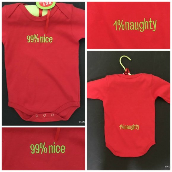 Mud Pie Baby's First Christmas 3-6 mos One Piece Naughty or Nice Boy Girl - Picture 1 of 8